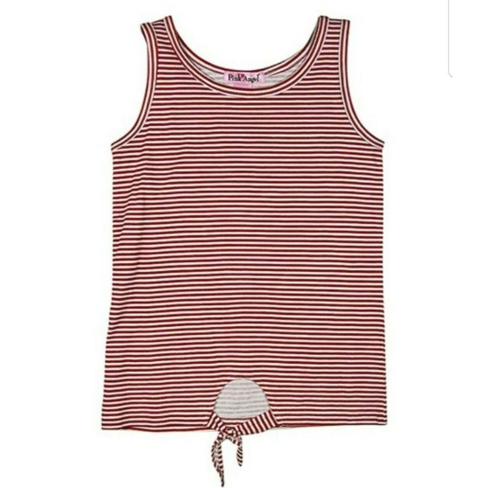 Cute Youth Size 4 Red Stripe Tie Front Tank Girls By Pink Angel MSRP $24.99